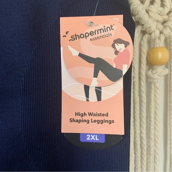 SHAPERMINT Women’s High Waisted Shaping Smoothing Leggings Navy Blue Size 2XL - Picture 6 of 12